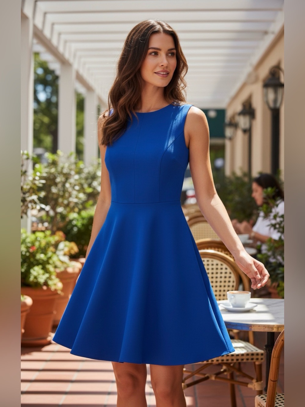 Lark & Ro Women's 10 Sleeveless Blue Dress Knee Business Party Dinner Zip Lined